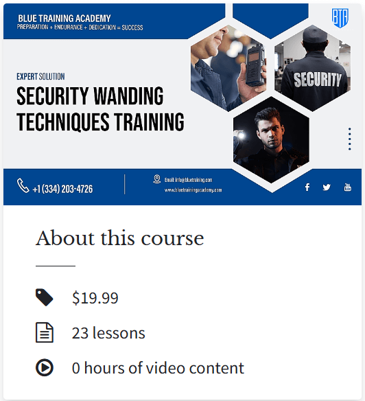 Security officer practicing wanding techniques