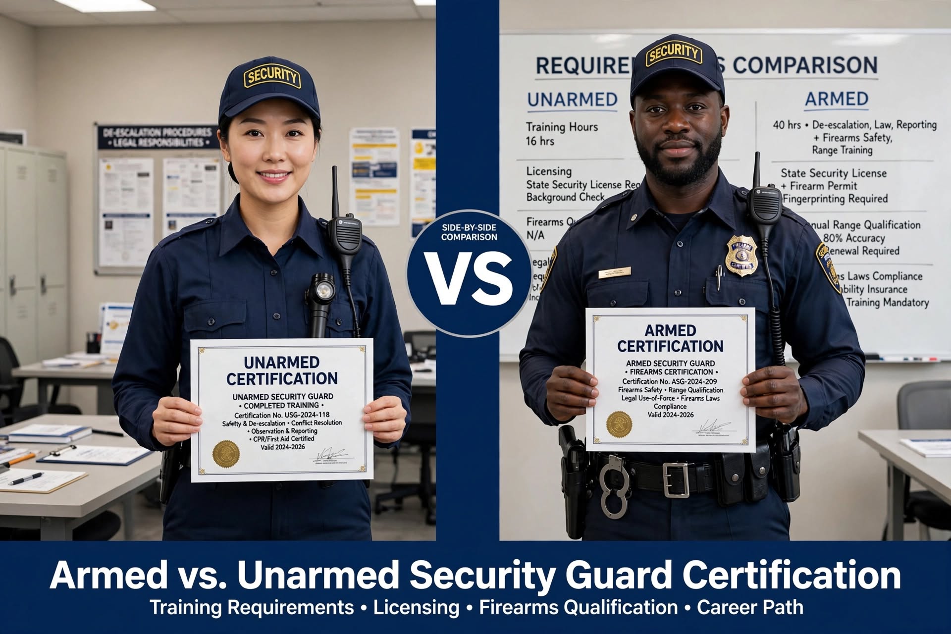 Armed vs. Unarmed Security Guard Certification: Which Career Path Is Right for You?